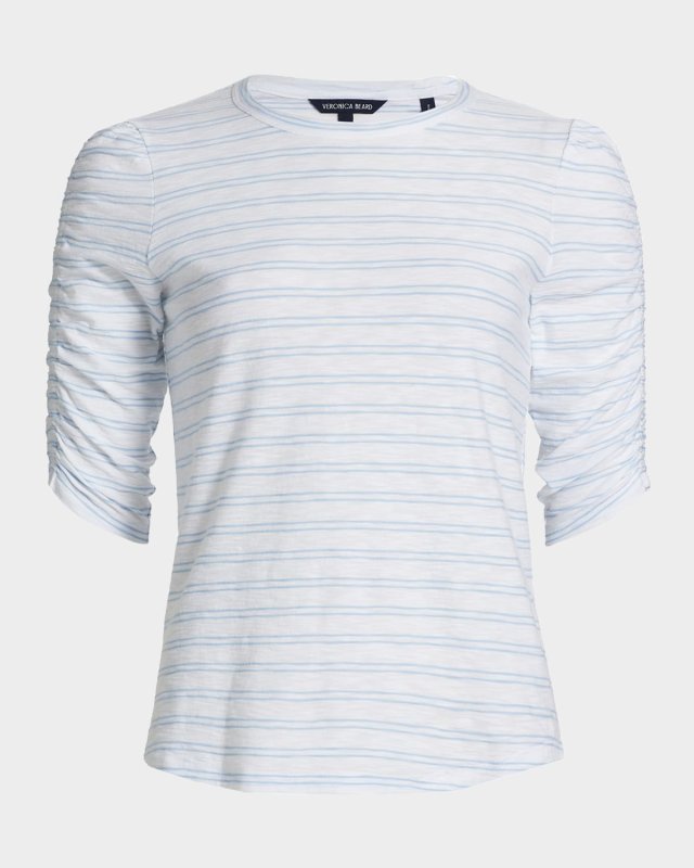 Waldorf Stripe Ruched-Sleeve T